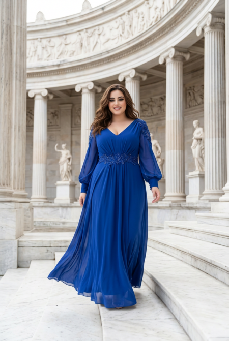 Celeste Électrique Embroidered Maxi Dress