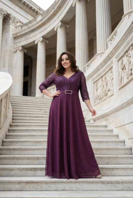 Amethyst Glow Embroidered Maxi Dress