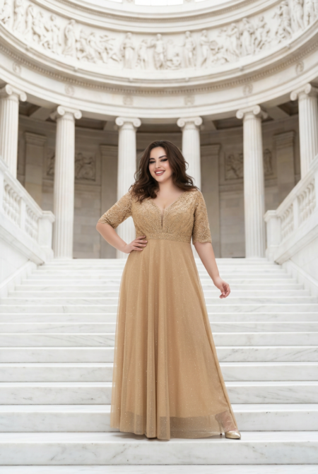 Golden Aura Glitter Maxi Dress