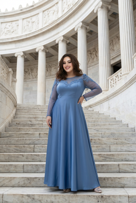 Cinderella Blue Duchesse Satin Gown