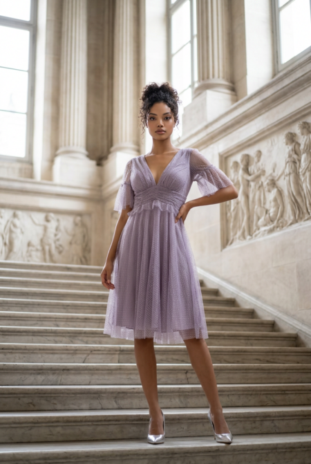 Lilac Romance Polka Tulle Dress