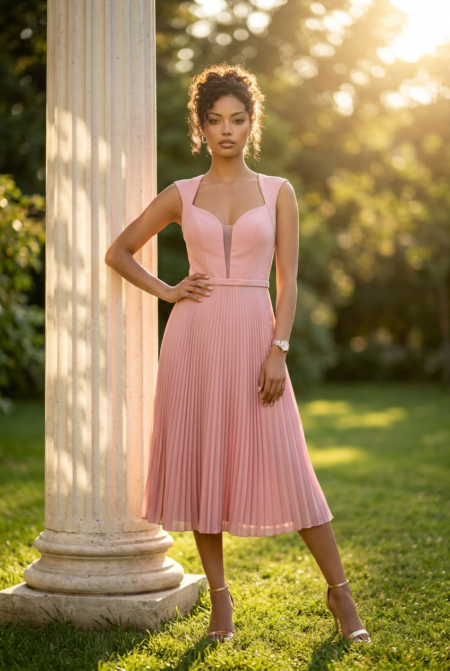 Blush Pleated Grace Dress