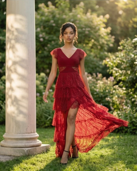 Red Transform Lace Dress
