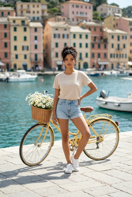 Positive Mood Cotton Tee – Beige