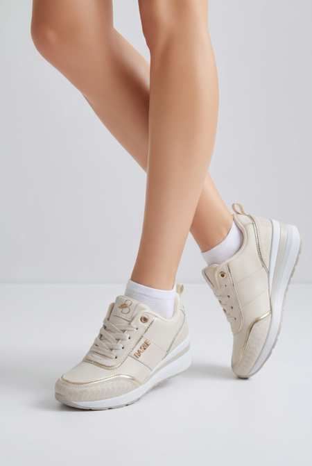 Basic Beige Gold Platform Sneakers