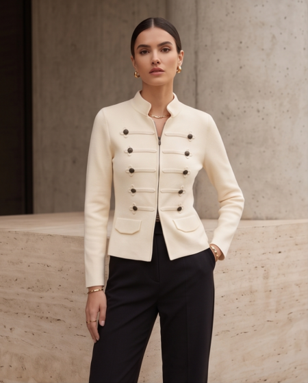 Étoile Ivory – Military Chic Ζακέτα με Διακοσμητικά Κουμπιά