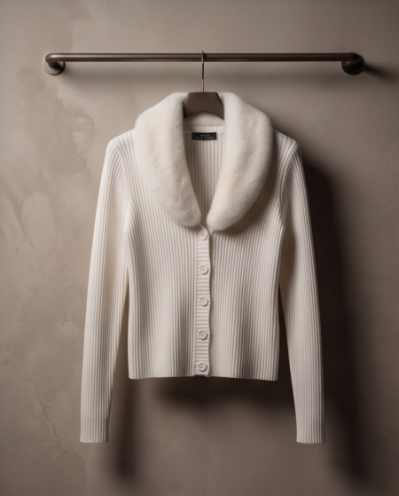 Ivory Soft Collar – Πλεκτή Ζακέτα με Αποσπώμενο Γούνινο Γιακά